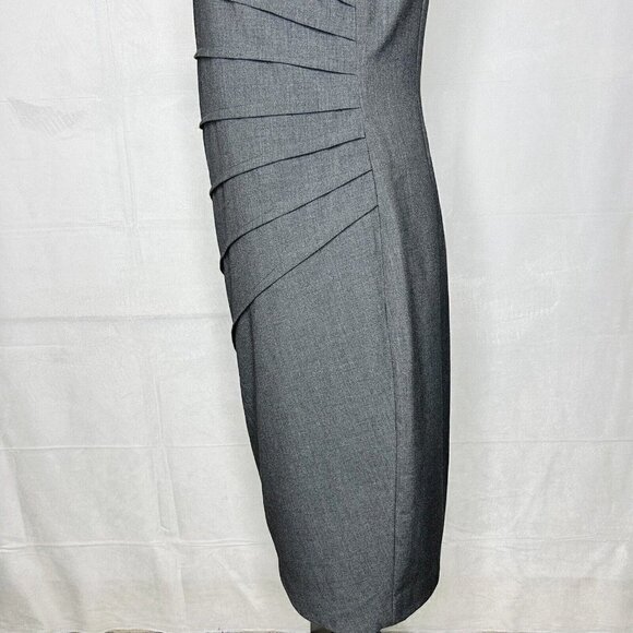 Calvin Klein Women’s Sleeveless Fitted Grey Pleated Design Dress Size 6 Stretch - Picture 6 of 9